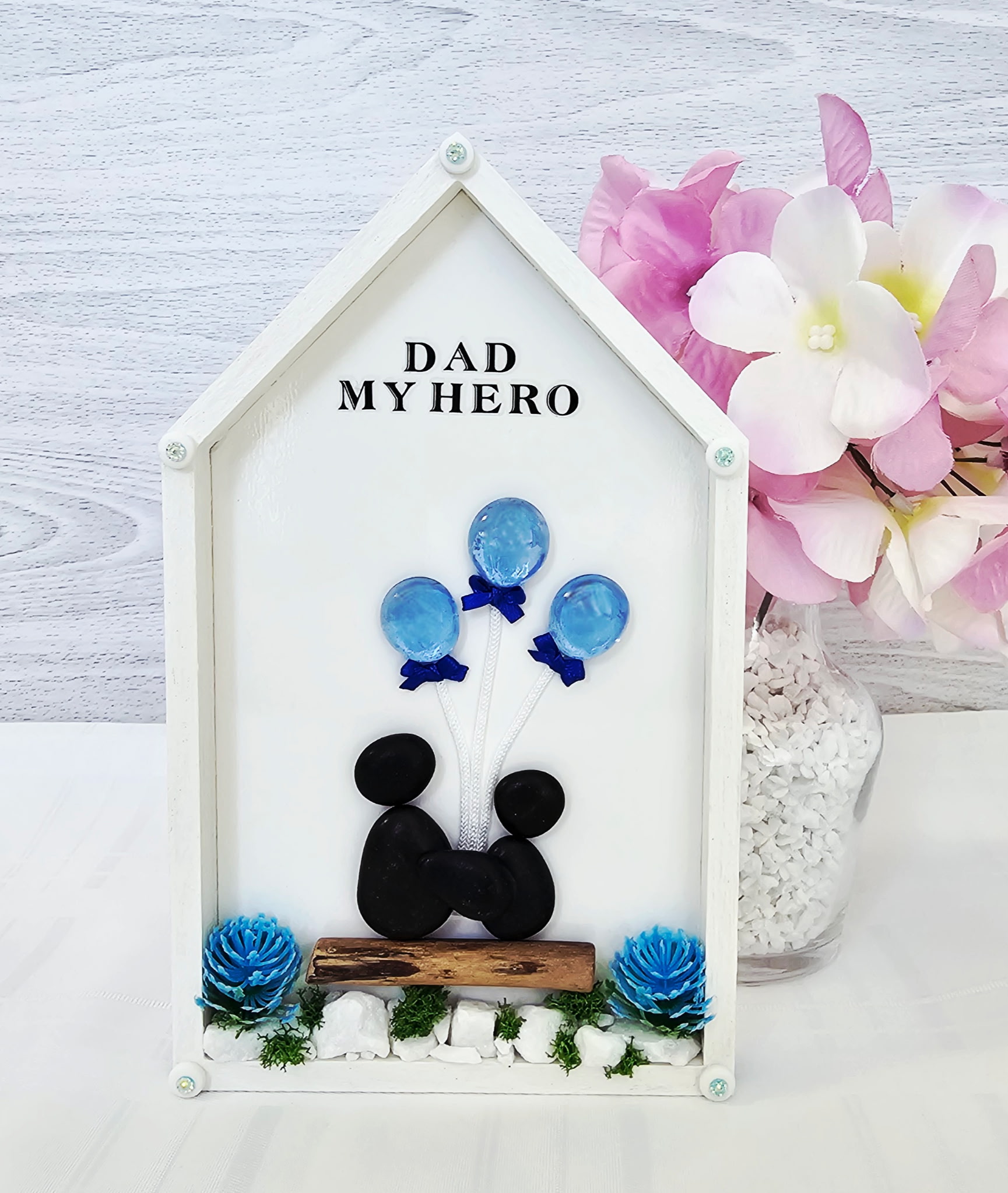 Dad My Hero Pebble Art
